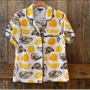 Katie Kime Pajama Shirt XS classic oyster preppy